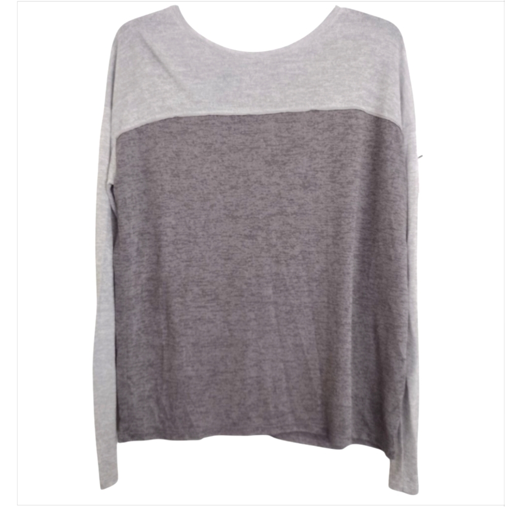 Vince Grey Shimmer Metallic colorblock Long Sleeve Top Size Small